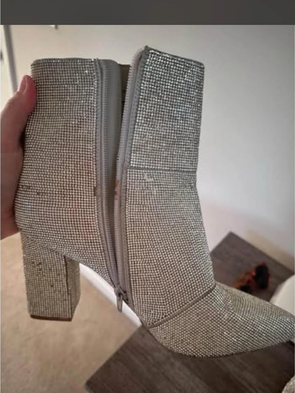 Steve Madden Silver Rhinestone Pointed Sock Booties